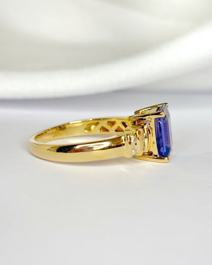 Bague Cocktail Tanzanite 2.86 carats &amp; Diamants "Malika" - Elliade Paris