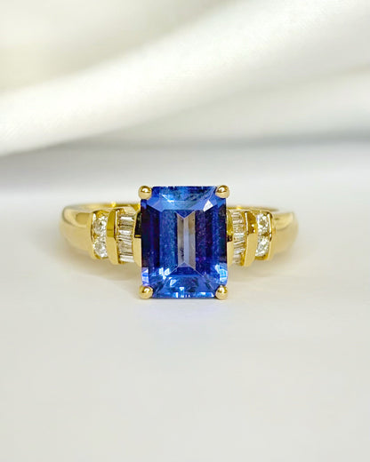 Bague Cocktail Tanzanite 2.86 carats &amp; Diamants "Malika" - Elliade Paris