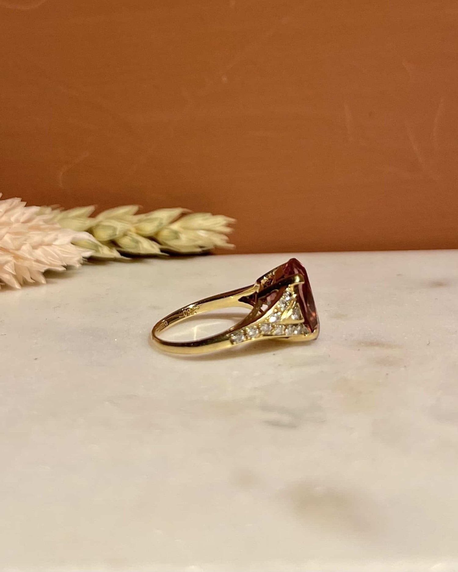 Bague Cocktail Tourmaline Rose 4.20 carats &amp; Diamants &quot;Eline&quot; - Elliade Paris