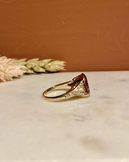 Bague Cocktail Tourmaline Rose 4.20 carats &amp; Diamants &quot;Eline&quot; - Elliade Paris