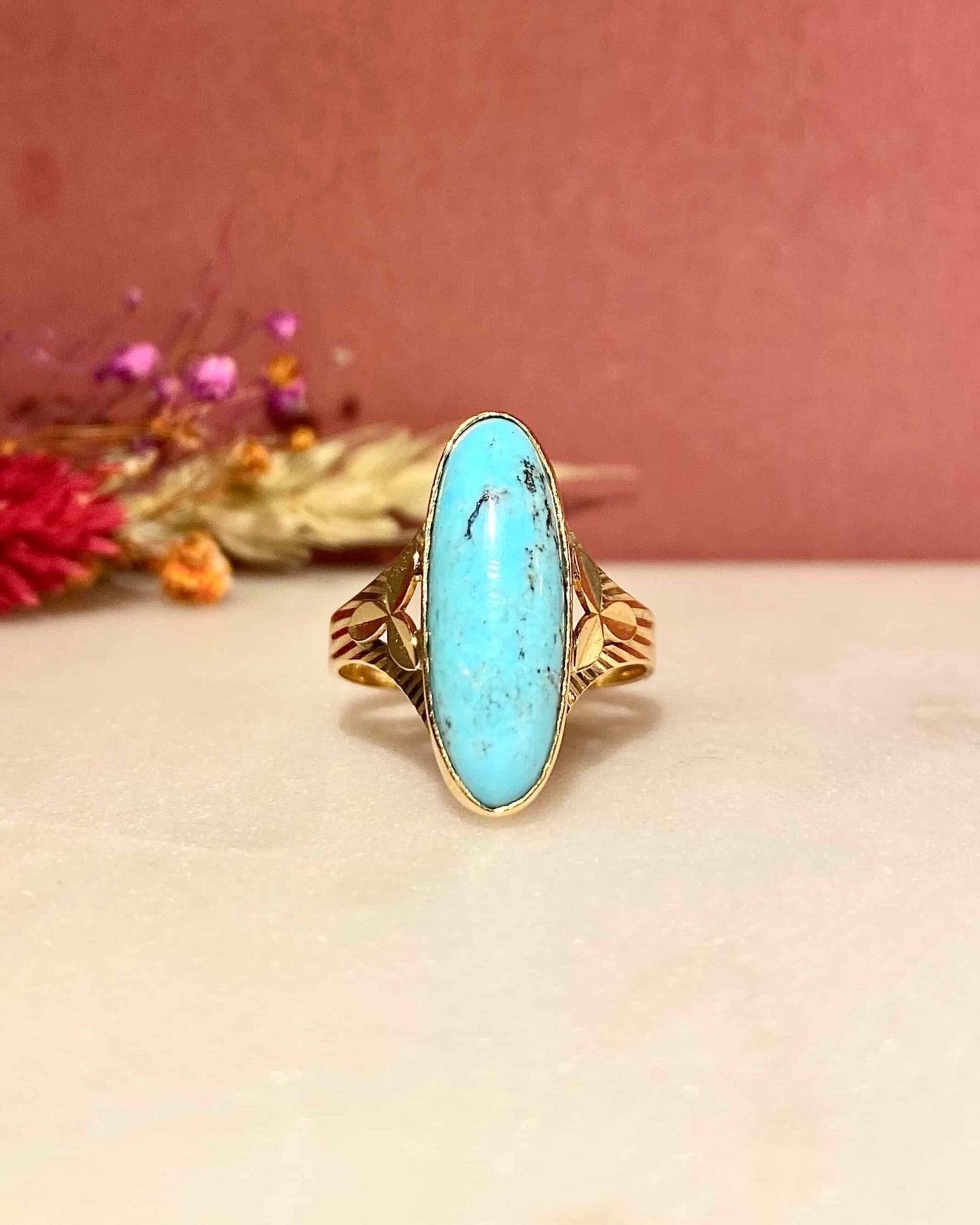 Bague Cocktail Turquoise 4.30 carats &quot;Noor&quot; - Elliade Paris