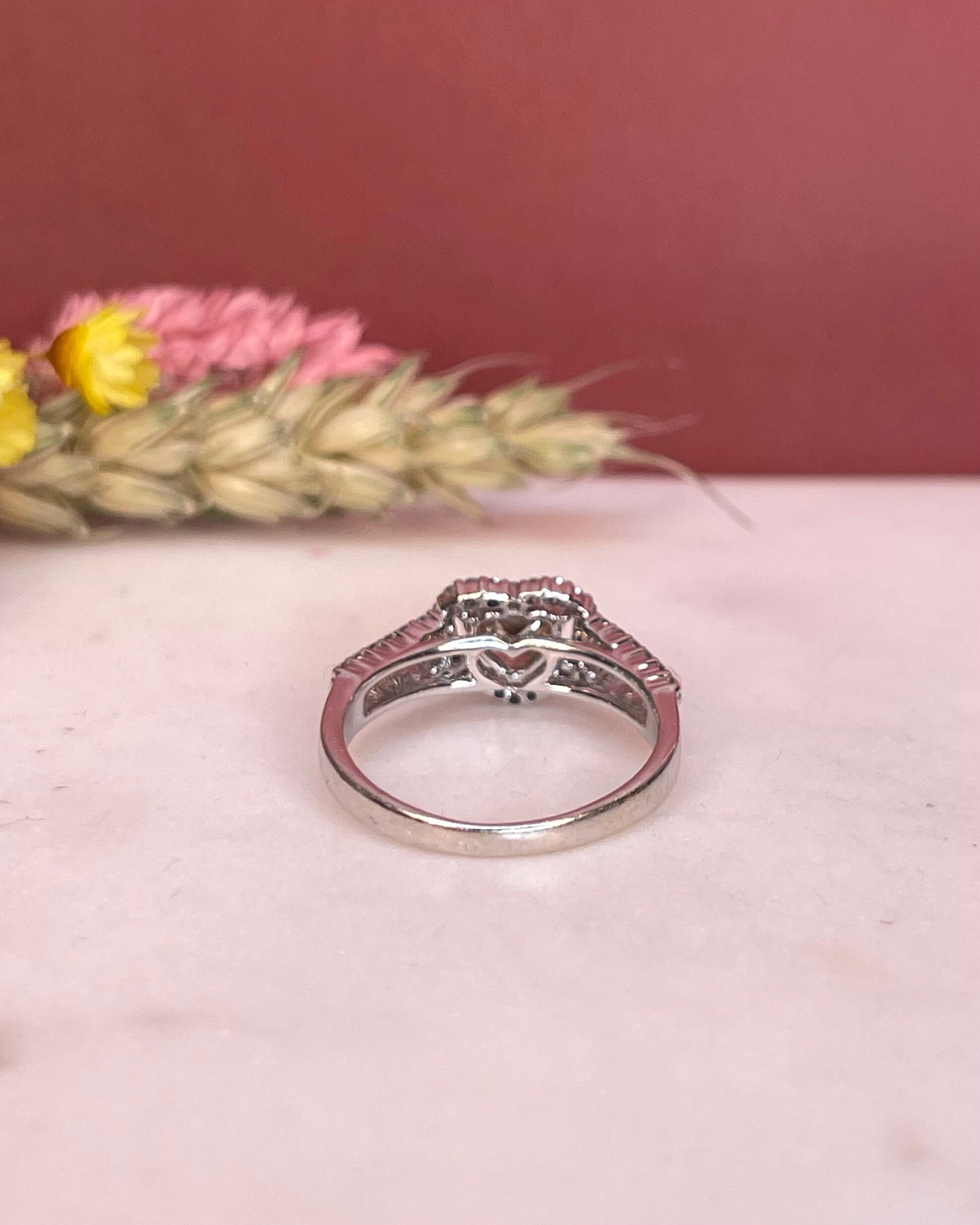 Bague Vintage Coeur Diamants 1.09 carat &quot;Evelyne&quot; - Elliade Paris