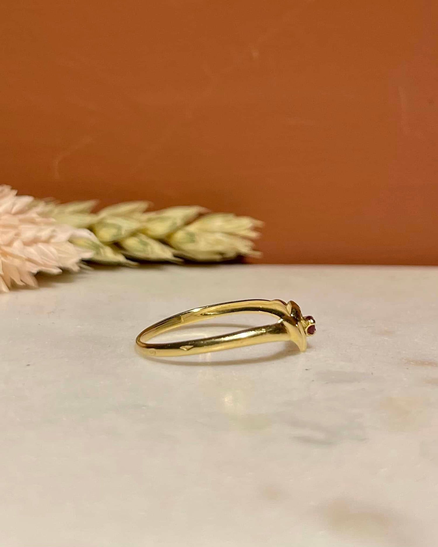 Bague Jonc Coeur Rubis &quot;Cara&quot;