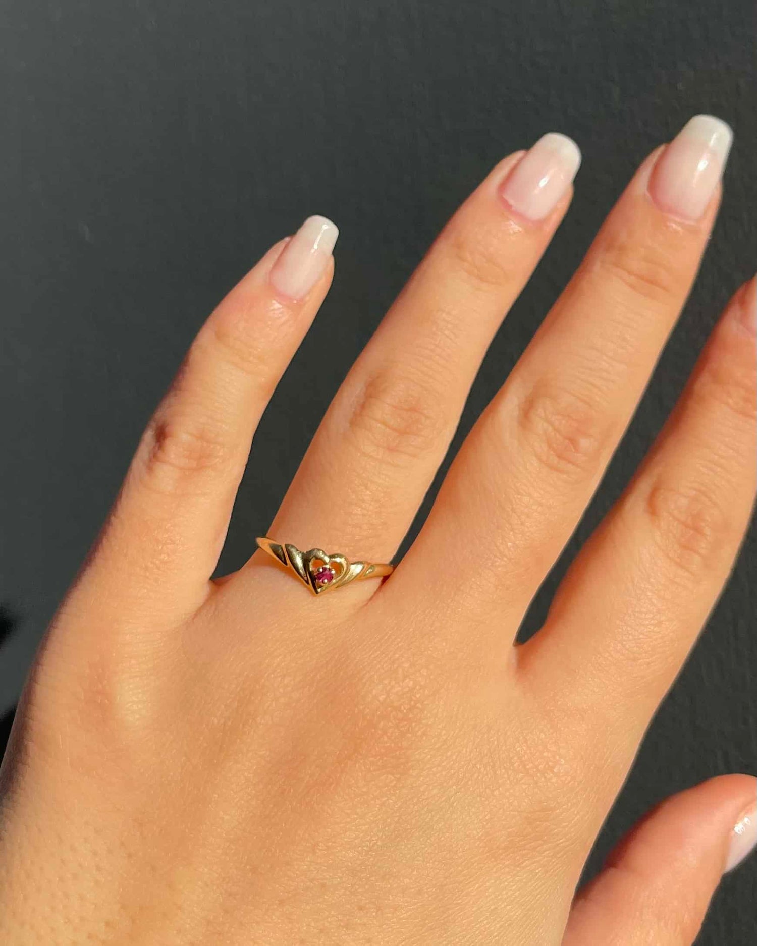 Bague Jonc Coeur Rubis &quot;Cara&quot;