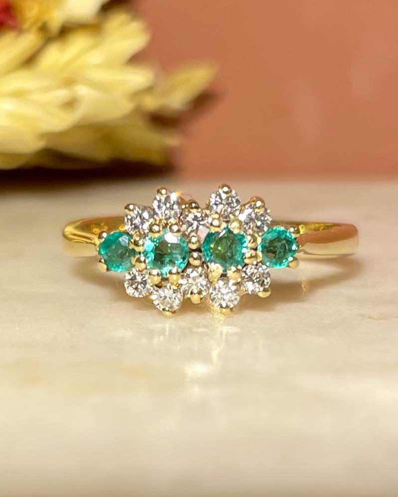 Bague Constellation Emeraudes &amp; Diamants "Véra" - Elliade Paris
