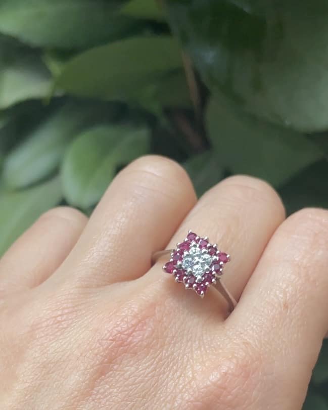 Bague Damier Rubis &amp; Diamants "Briar" - Elliade Paris