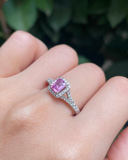 Bague Style Art-Déco Saphir Rose &amp; Diamants &quot;Anjah&quot;