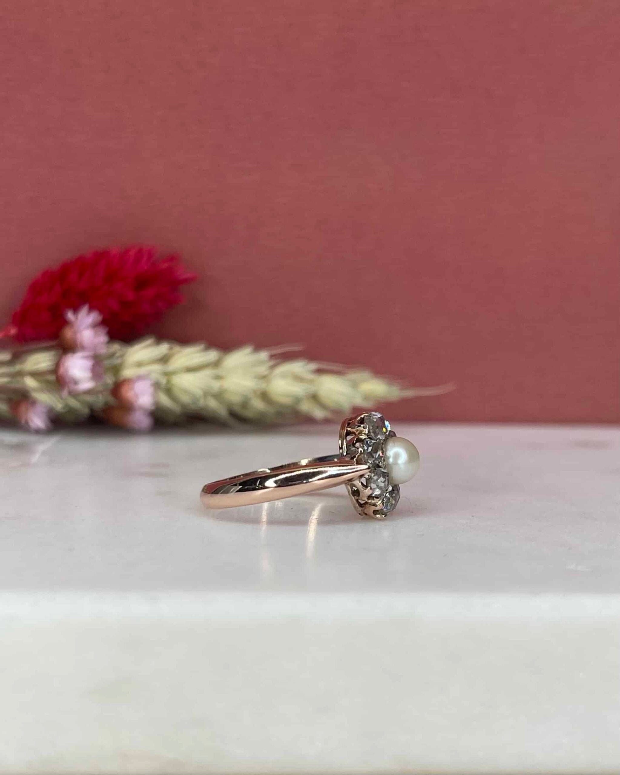 Bague Marguerite Perle &amp; Diamants "Anaïa" - Elliade Paris