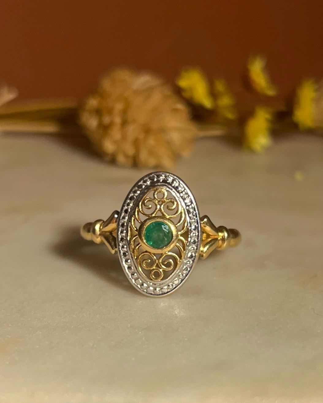 Bague de style Art-Déco Émeraude &quot;Orane&quot;