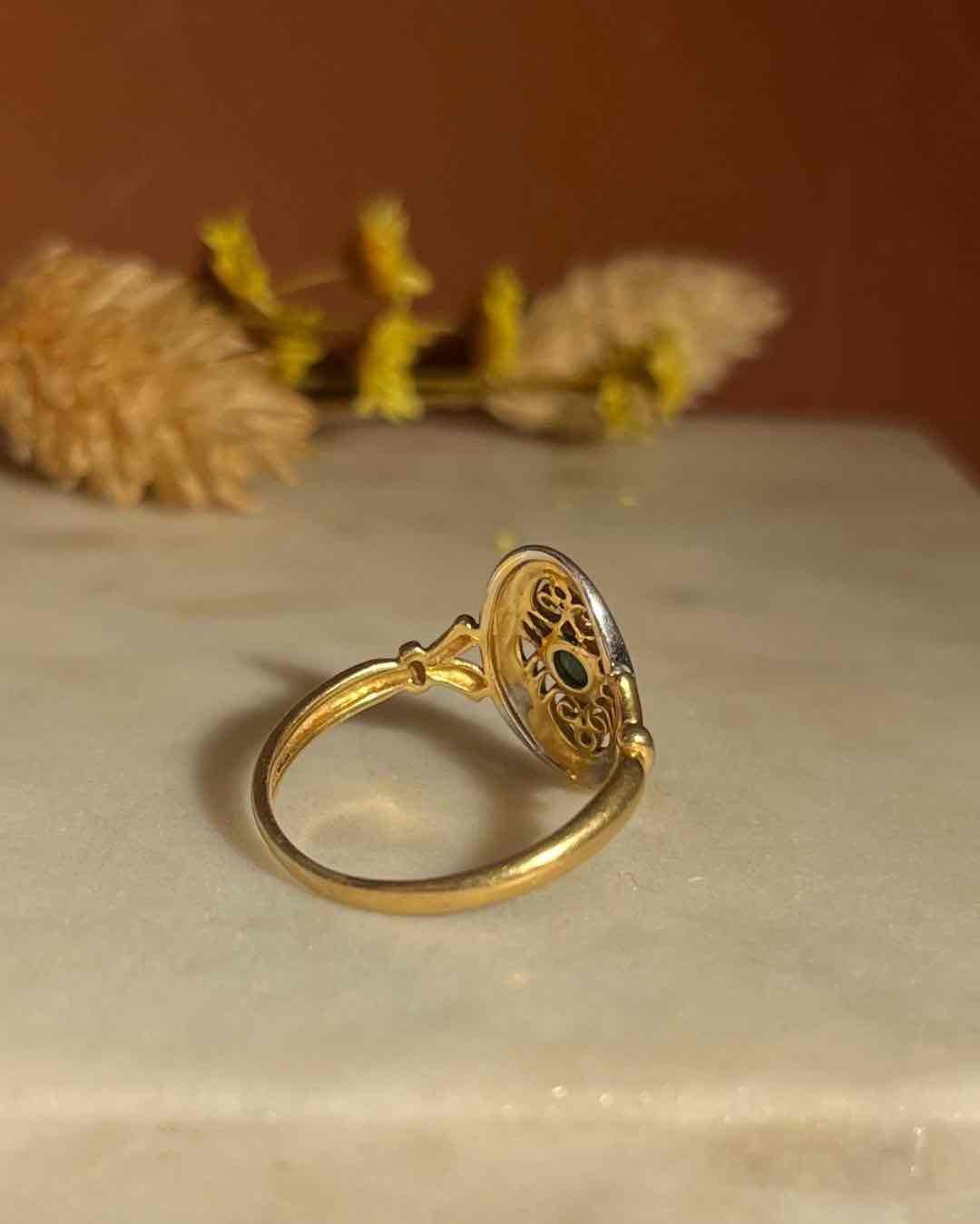 Bague de style Art - Déco Émeraude "Orane" - Elliade Paris