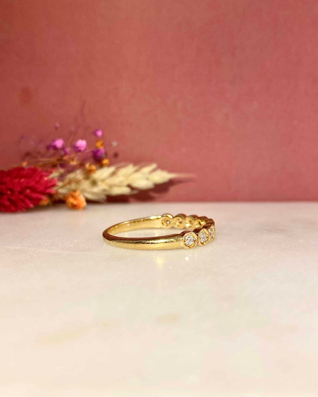 Demi-Alliance Vintage 9 Diamants "Jassy"