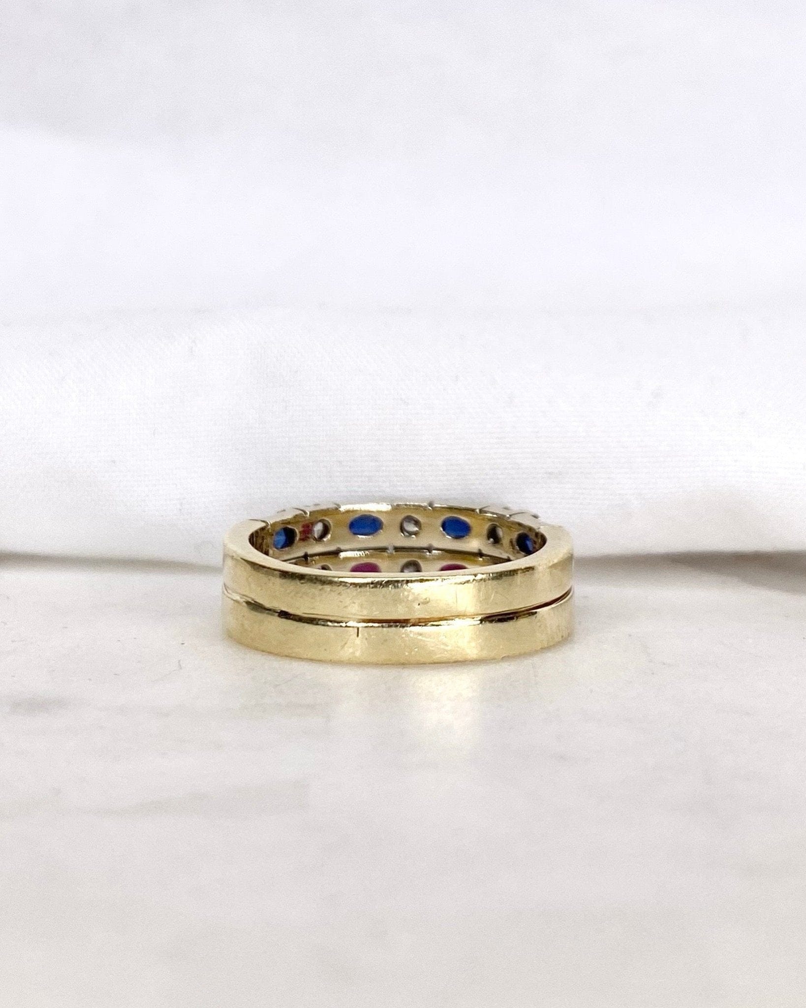 Bague Demi - Alliance Rubis, Saphirs, &amp; Diamants "Valeria" - Elliade Paris