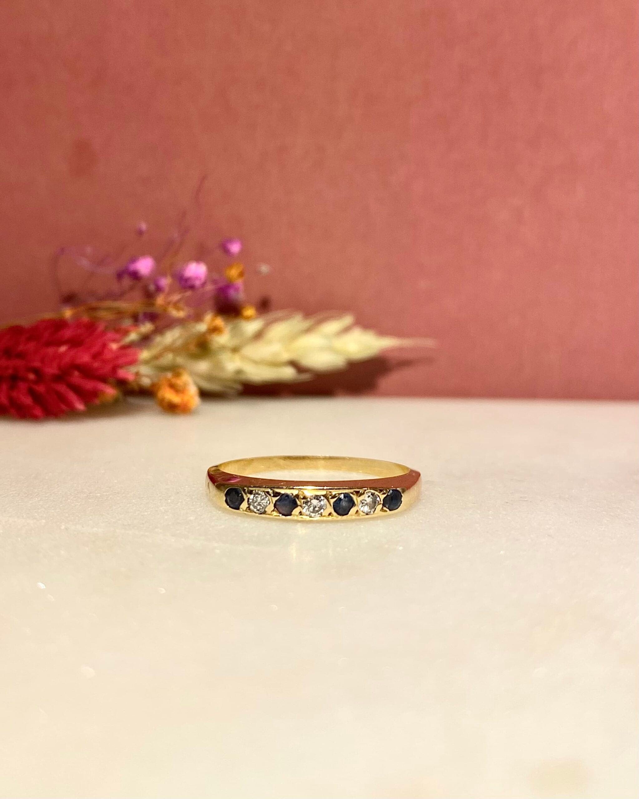 Demi Alliance Vintage Saphirs &amp; Diamants "Béatrice" - Elliade Paris