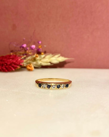 Demi Alliance Vintage Saphirs &amp; Diamants &quot;Béatrice&quot;