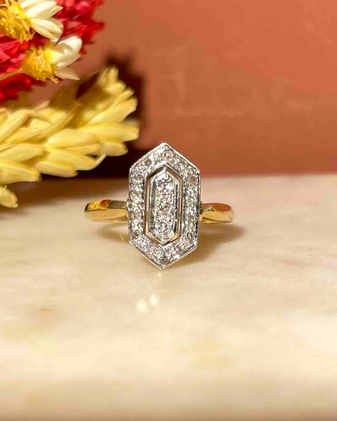 Bague style Art-déco Diamants &quot;Khady&quot;