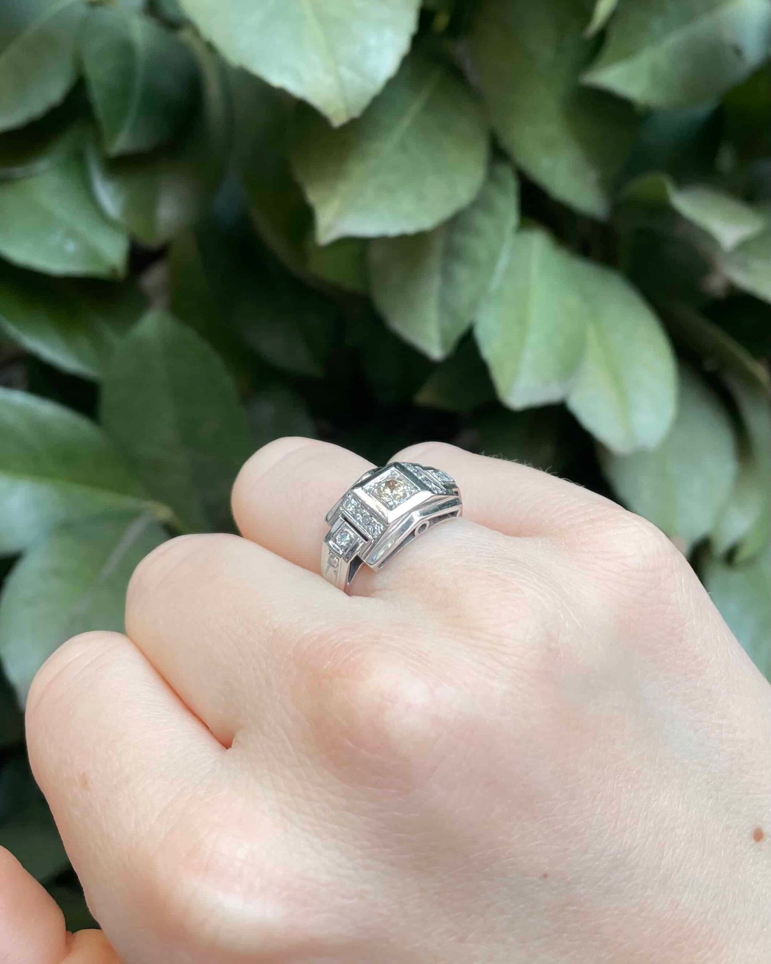 Bague Tank Art-Déco Diamants 0.45 carat &quot;Melania&quot;