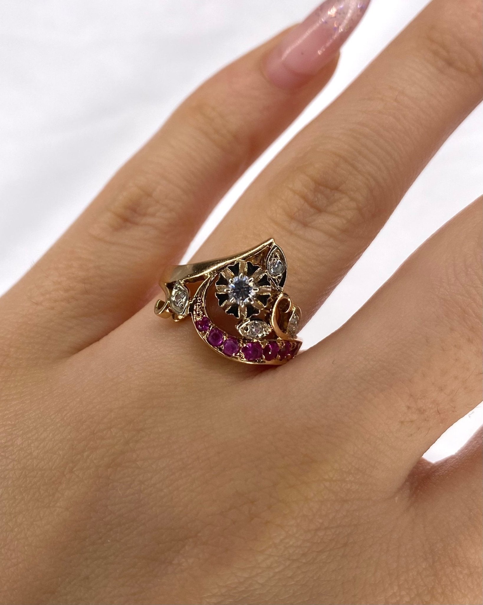 Bague Diadème Rubis &amp; Diamants "Nora" - Elliade Paris