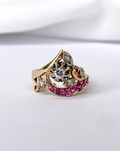 Bague Diadème Rubis &amp; Diamants "Nora" - Elliade Paris