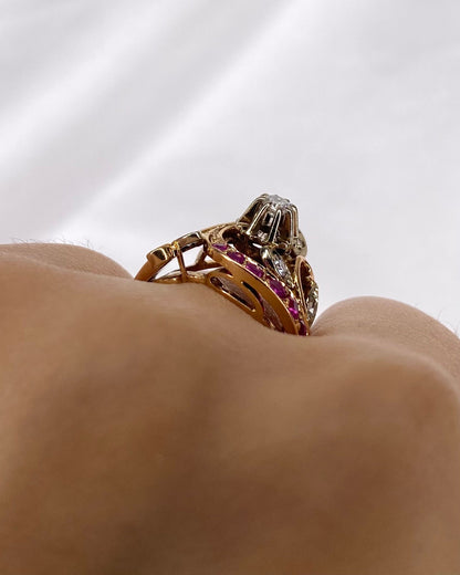 Bague Diadème Rubis &amp; Diamants "Nora" - Elliade Paris