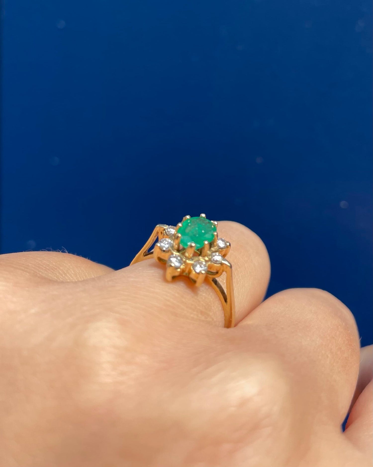Bague Marguerite Émeraude 0.55 carat &amp; Diamants &quot;Clémentine&quot;