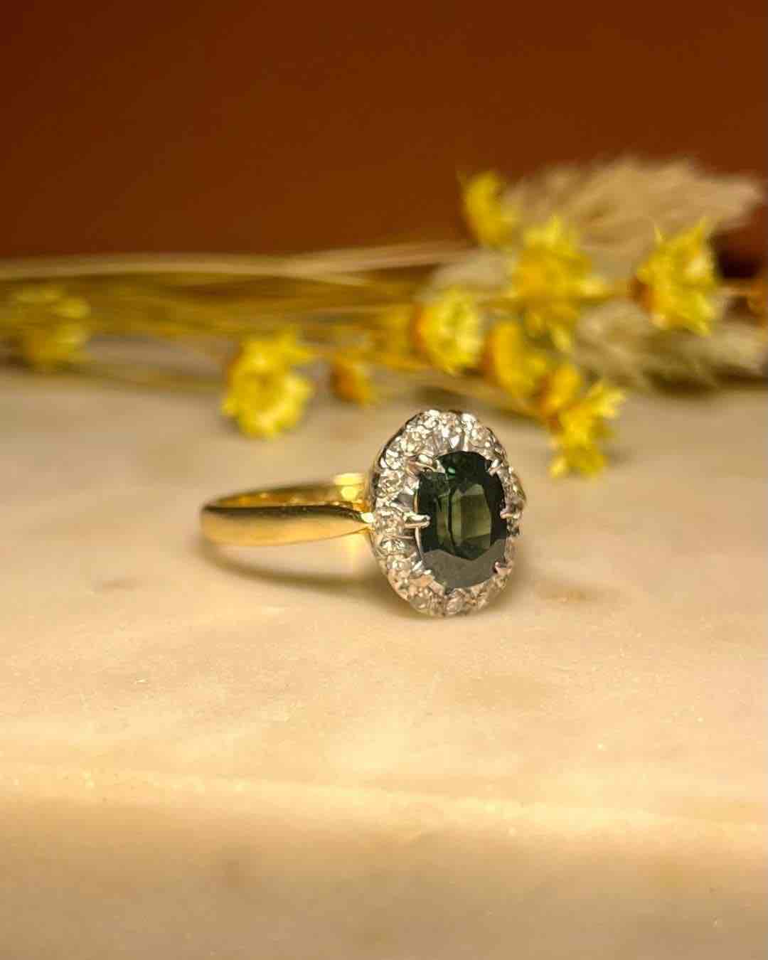 "Moira" Sapphire &amp;amp; Diamond Daisy Ring