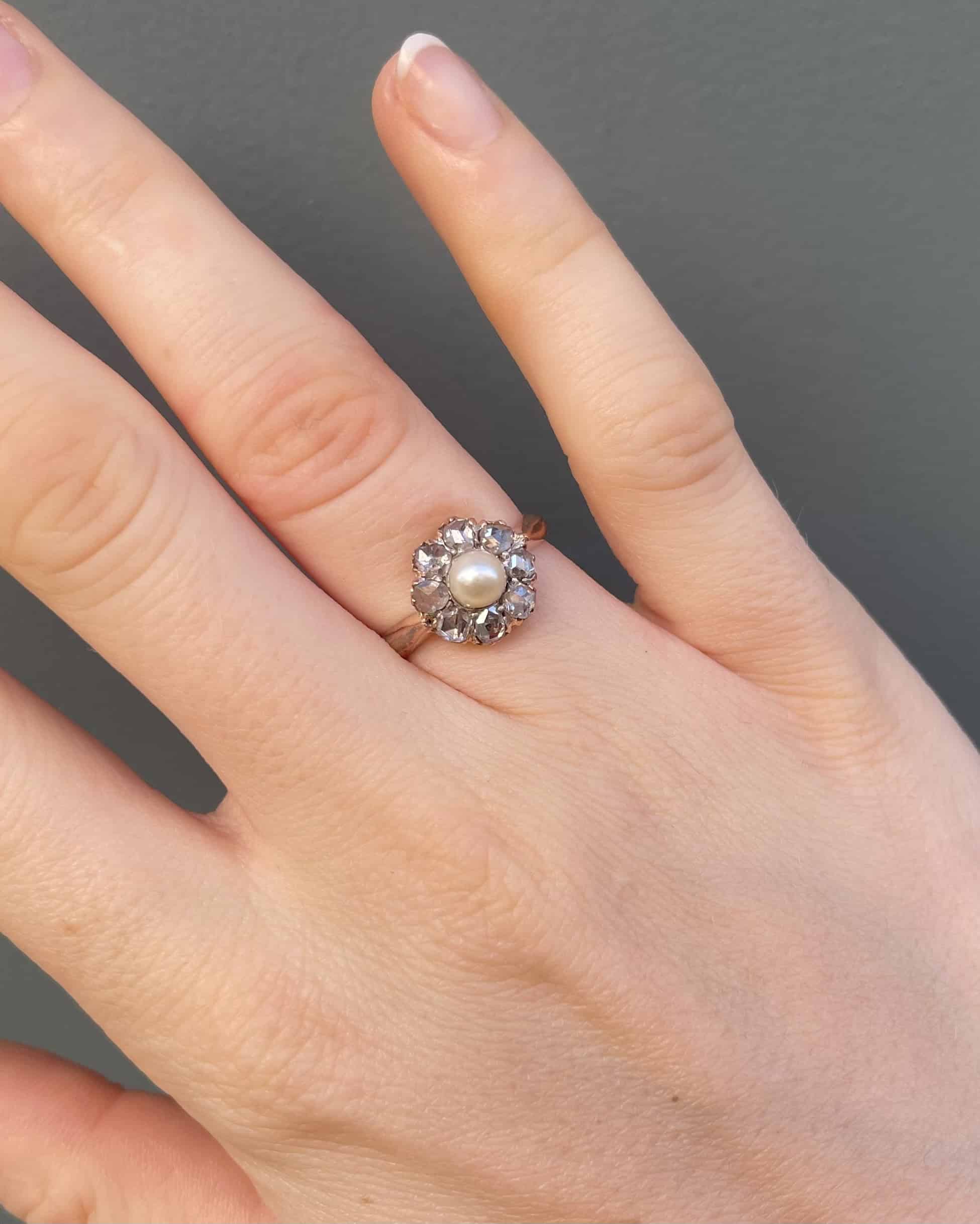 Bague Marguerite Perle &amp; Diamants "Anaïa" - Elliade Paris