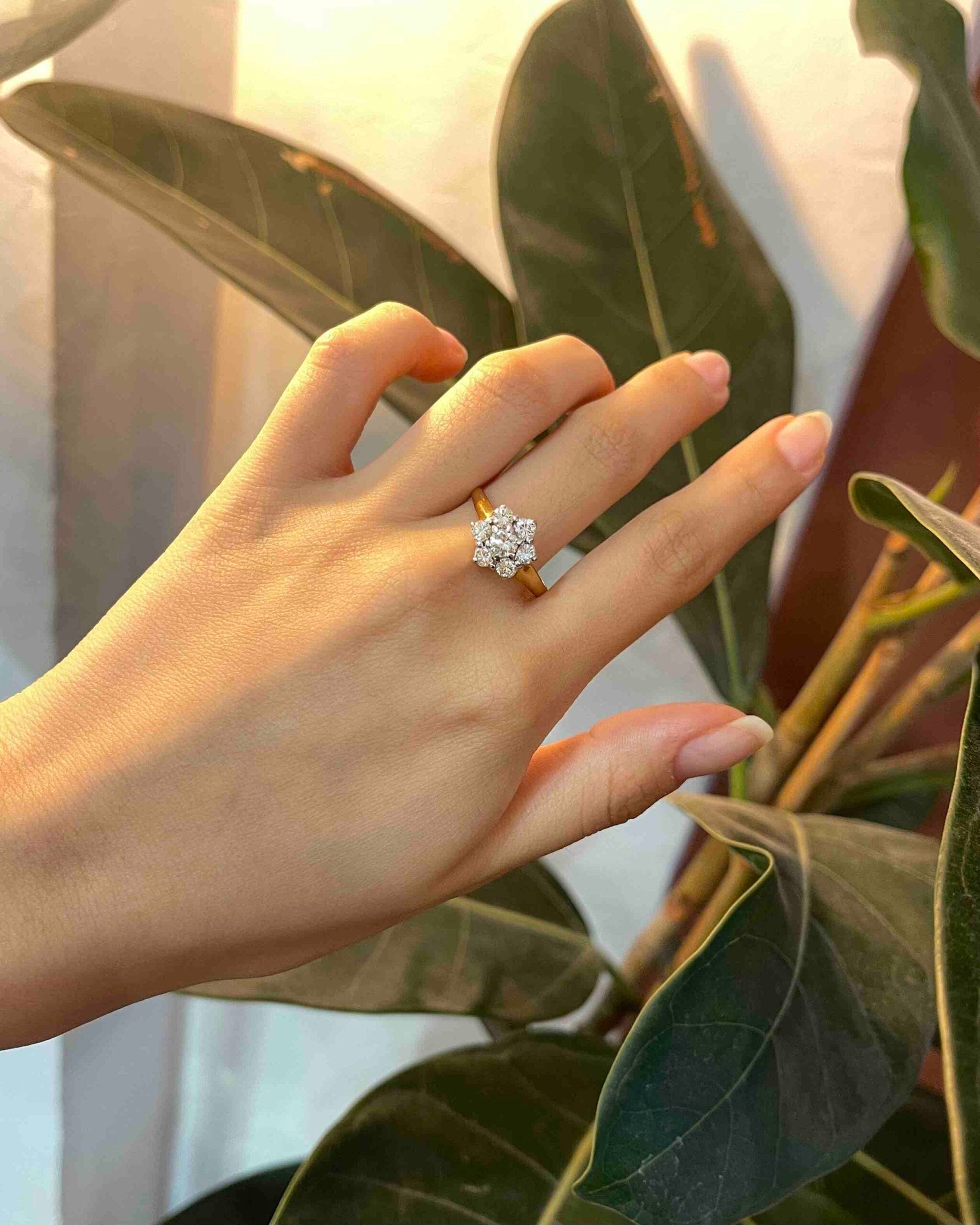 Anillo de margarita con diamantes de 0,80 quilates "Pia"