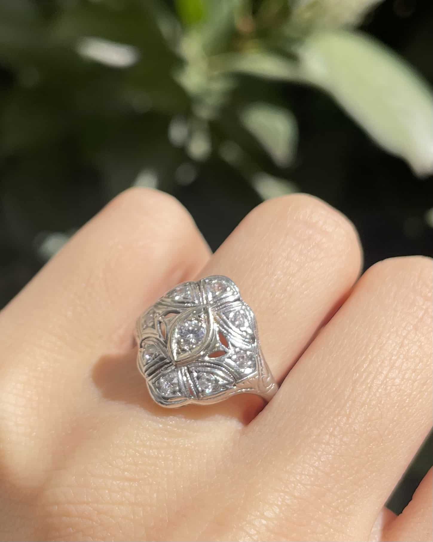Bague Art-déco 9 Diamants &quot;Hyacinth&quot;