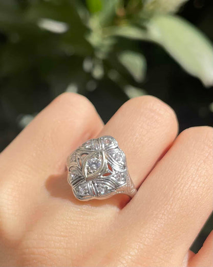 Bague Art-déco 9 Diamants &quot;Hyacinth&quot;