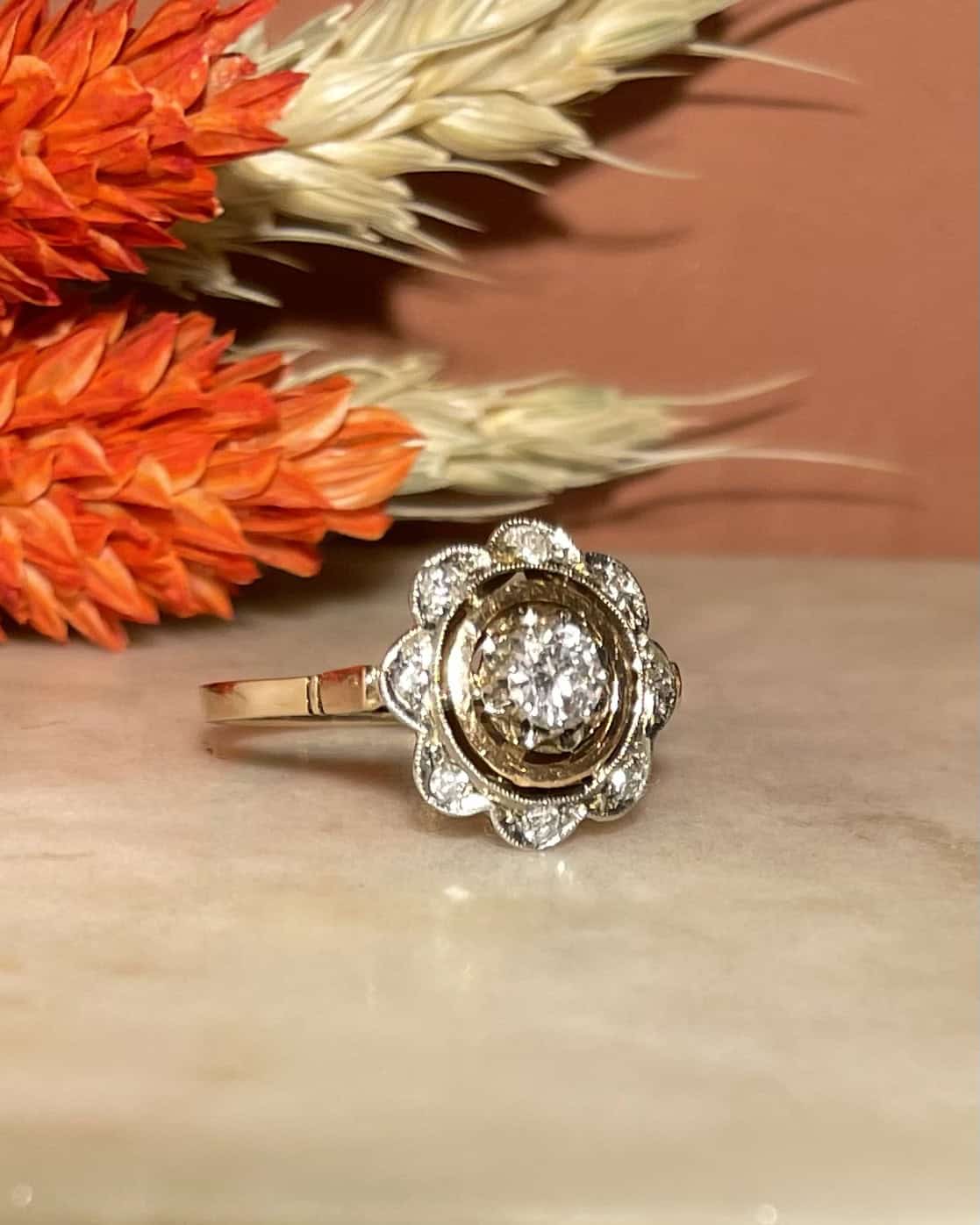 Bague Marguerite Art-Déco 9 Diamants "Layane"