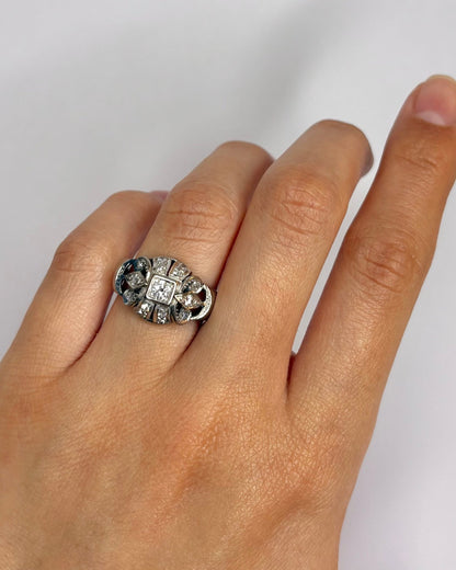 Bague Dôme Art Déco Diamants 0.49 carat "Elisabeth" - Elliade Paris