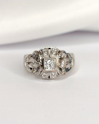 Bague Dôme Art Déco Diamants 0.49 carat "Elisabeth" - Elliade Paris