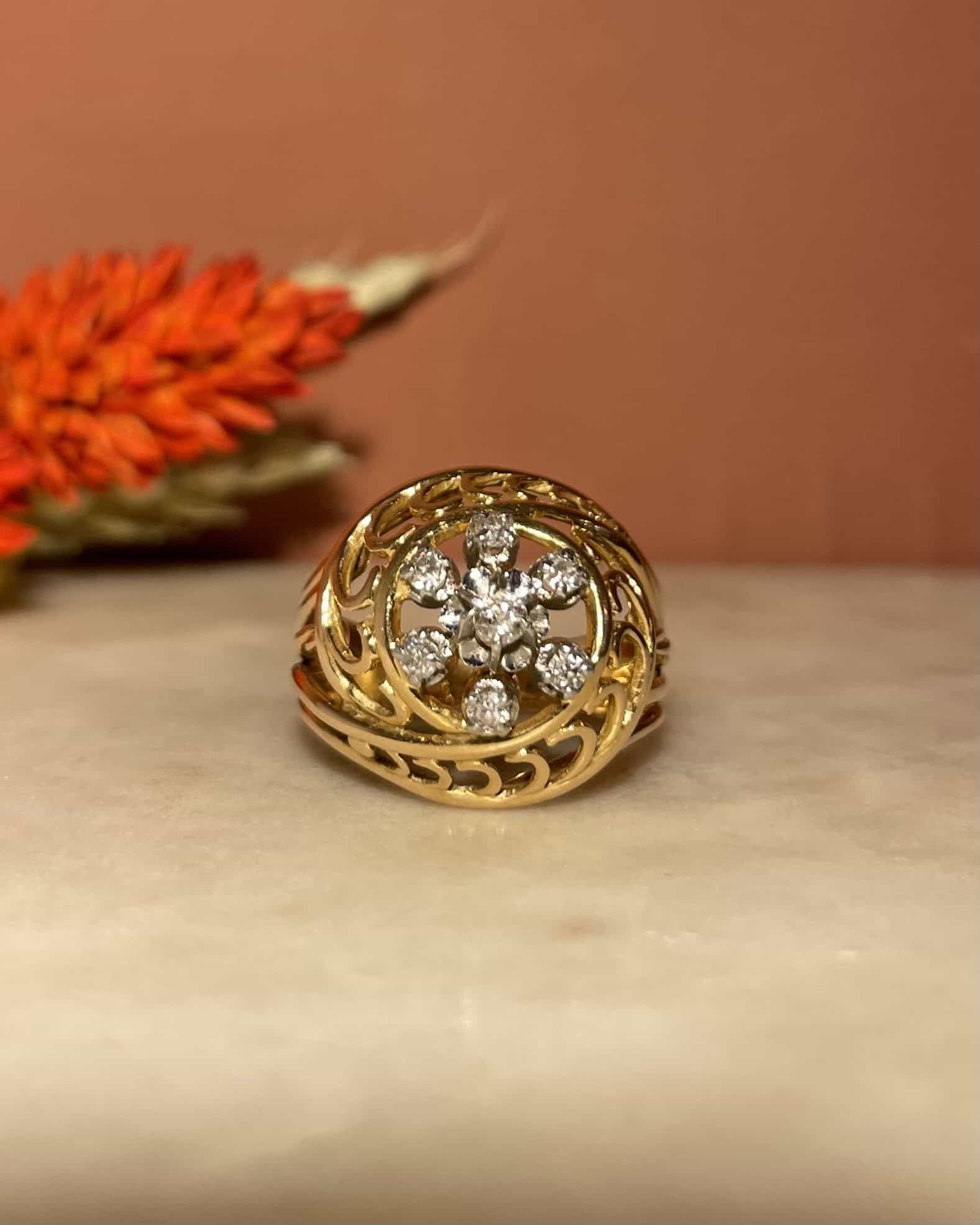 Bague Dôme Art - déco Diamants "Megan" - Elliade Paris