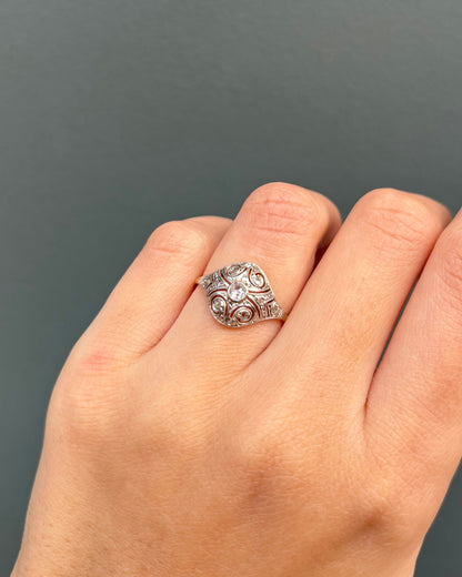 Bague Dôme Art Déco Diamants &quot;Paloma&quot; - Elliade Paris