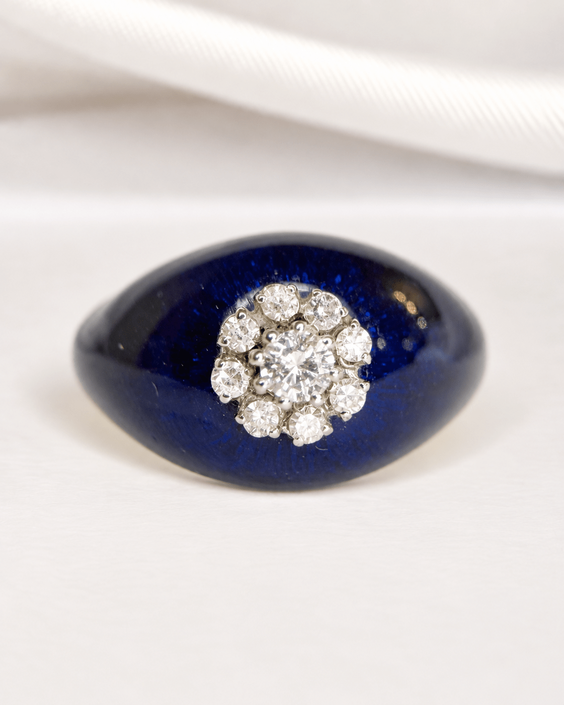 Bague Dôme Email, Diamants &amp; Or 9,09g "Nour" - Elliade Paris