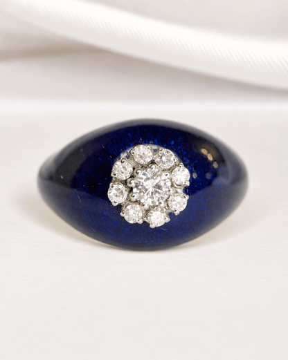 Bague Dôme Email, Diamants &amp; Or 9,09g "Nour" - Elliade Paris