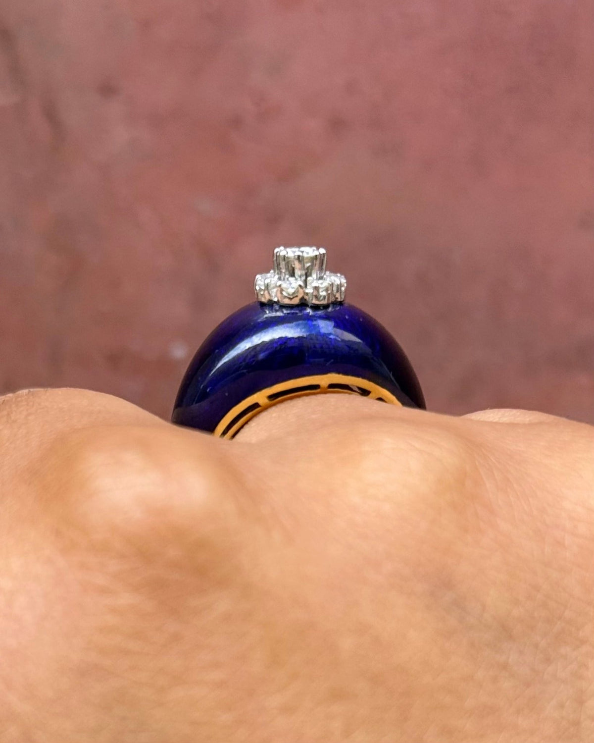 Bague Dôme Email, Diamants &amp; Or 9,09g "Nour" - Elliade Paris