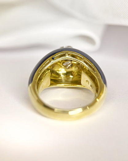 Bague Dôme Email, Diamants &amp; Or 9,09g "Nour" - Elliade Paris