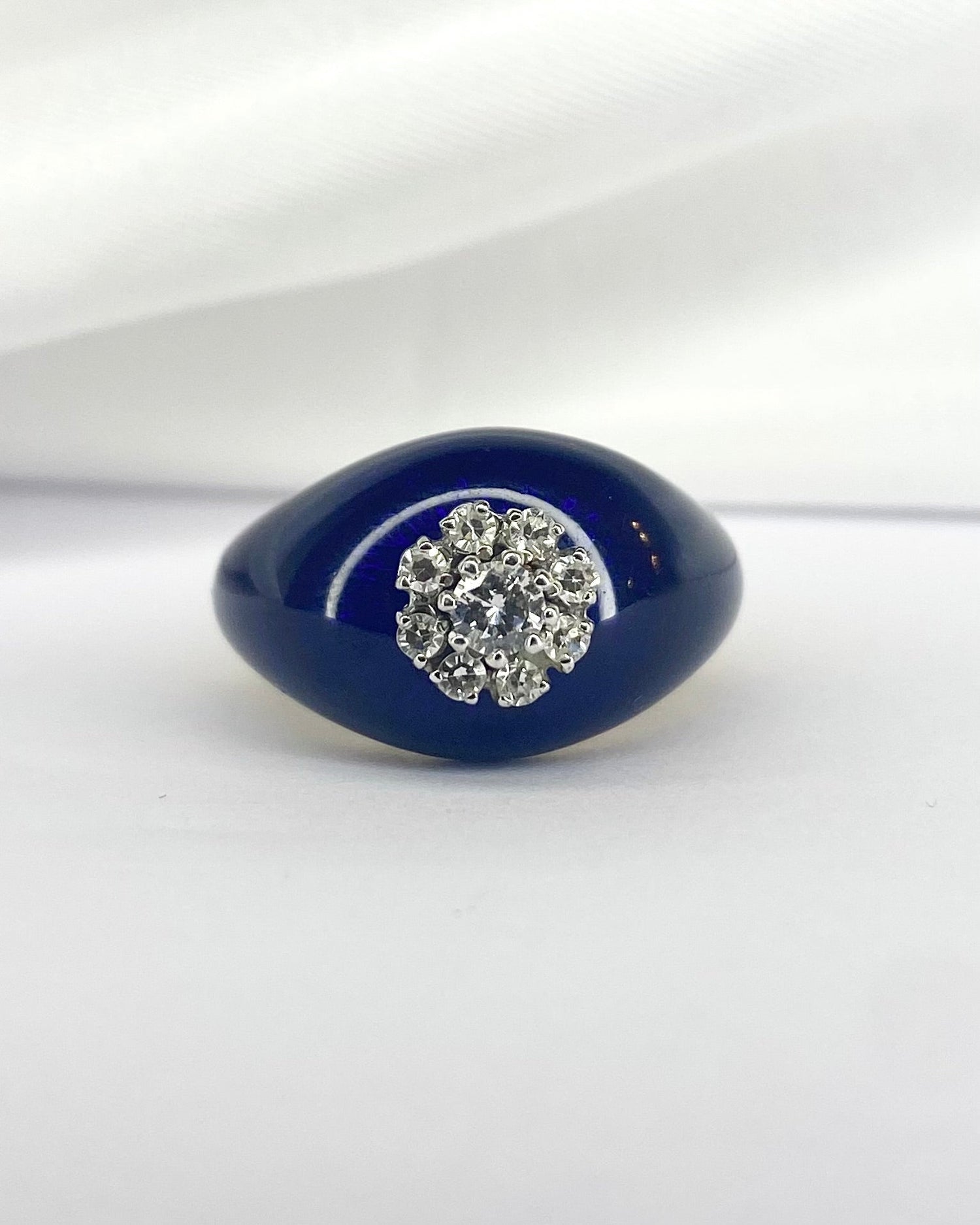 Bague Dôme Email, Diamants &amp; Or 9,09g "Nour" - Elliade Paris