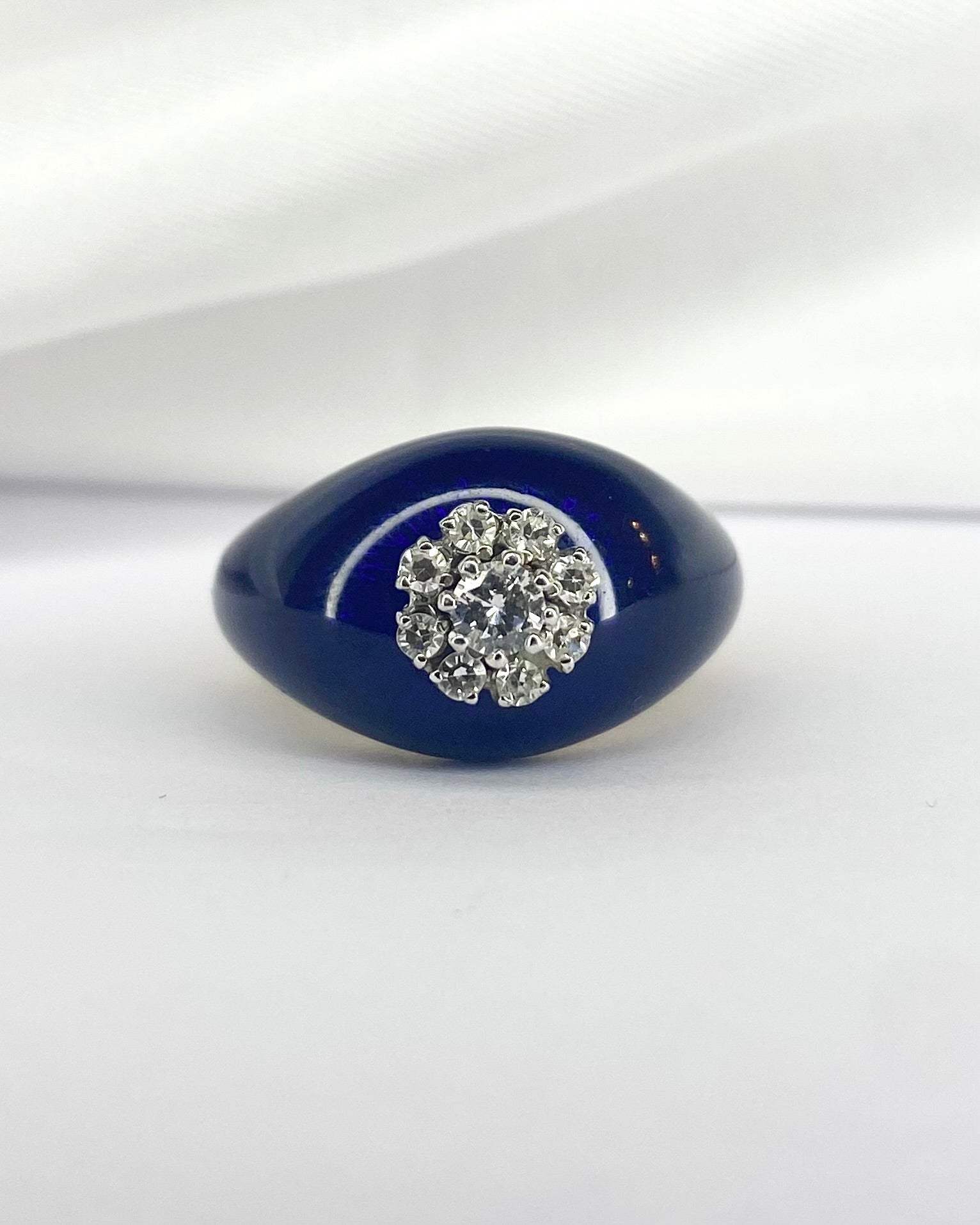 Bague Dôme Email, Diamants &amp; Or 9,09g "Nour" - Elliade Paris