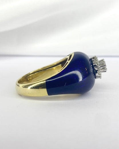 Bague Dôme Email, Diamants &amp; Or 9,09g "Nour" - Elliade Paris