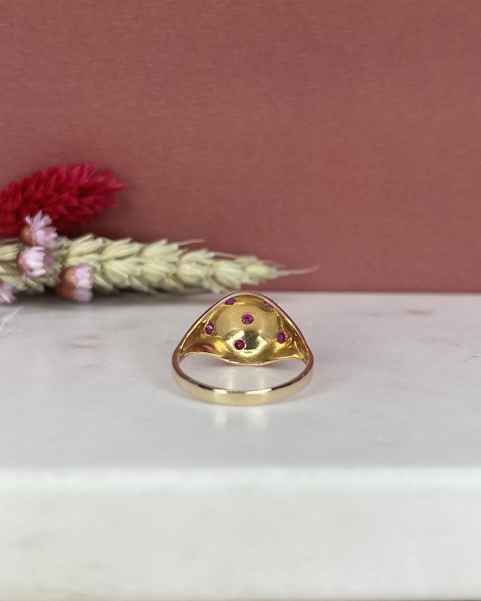 Bague Vintage Jonc Étoilé Rubis "Jaya" - Elliade Paris