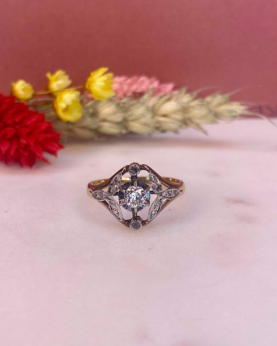 Bague Art-Déco Diamants 0.23 carat &quot;Callie&quot; - Elliade Paris