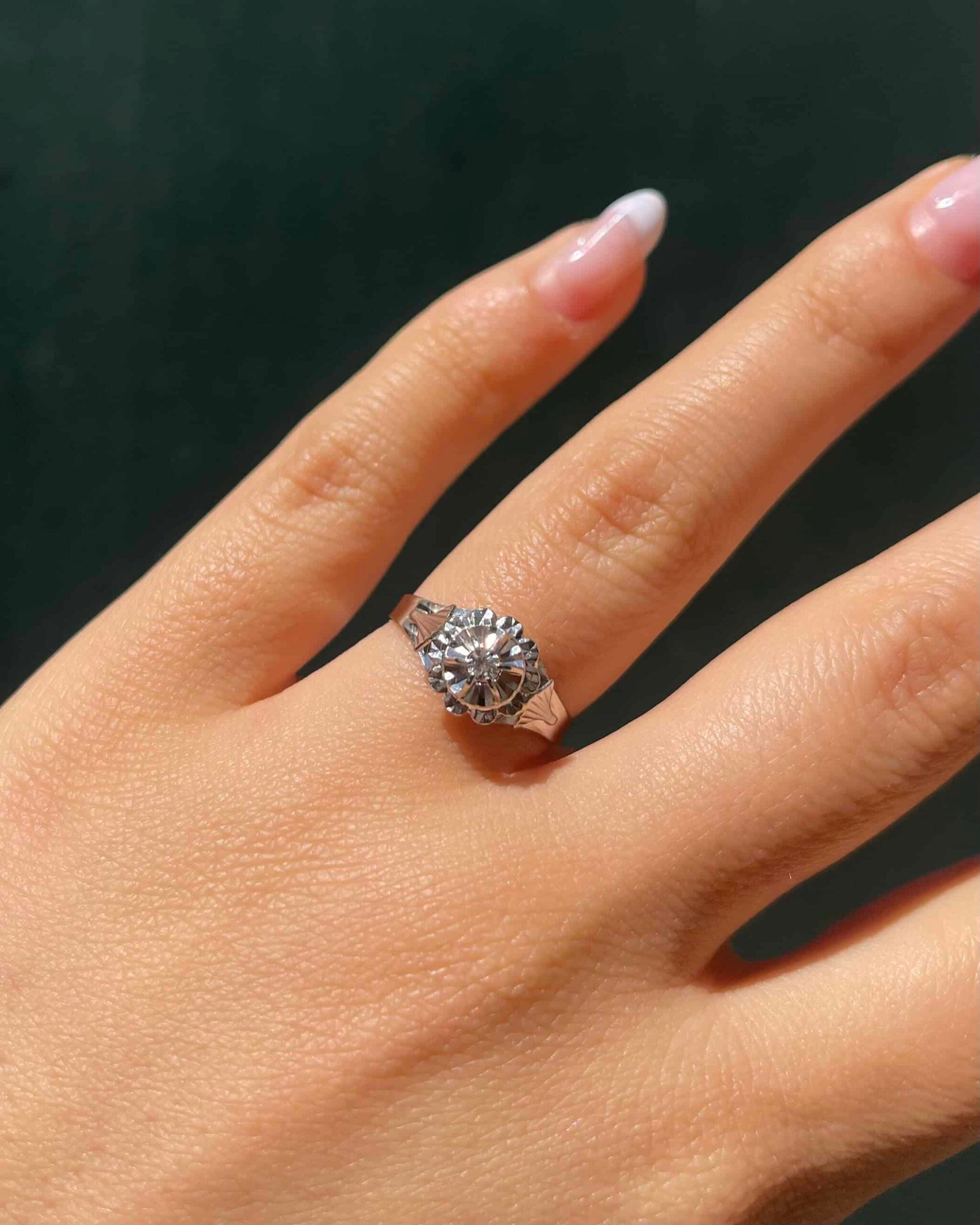 Bague Art-Deco Diamant 0.06 carat &quot;Zélie&quot; - Elliade Paris