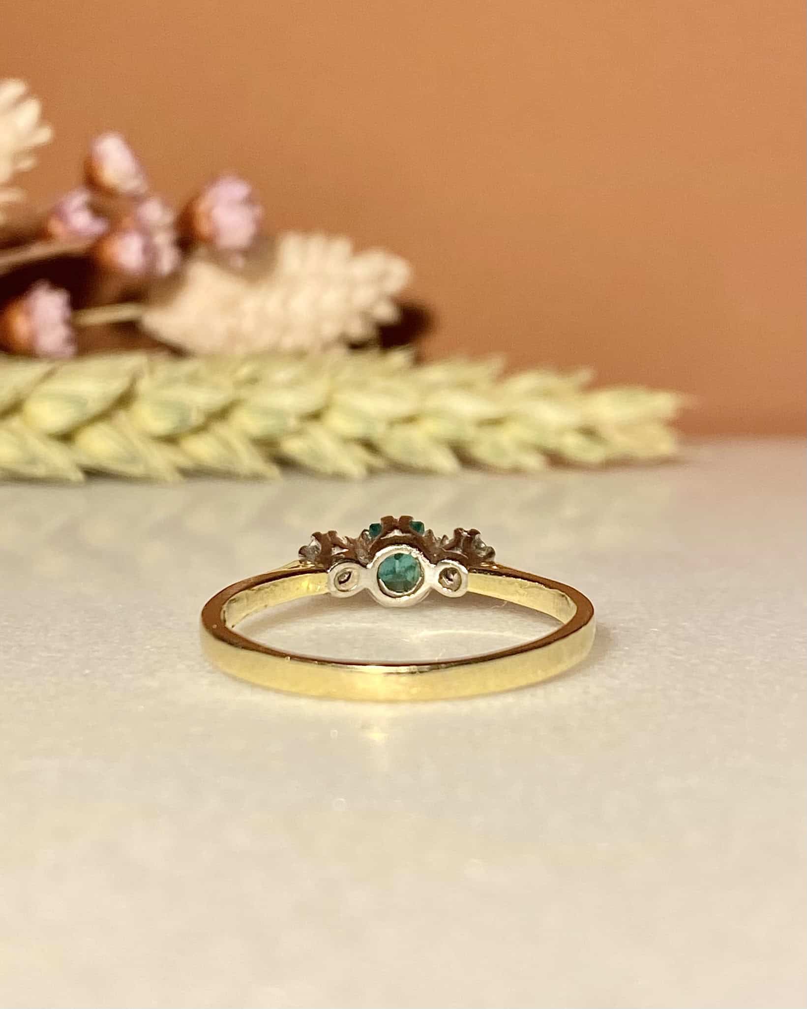 "Serena" 0.30 carat Emerald &amp;amp; Diamond Trilogy Ring