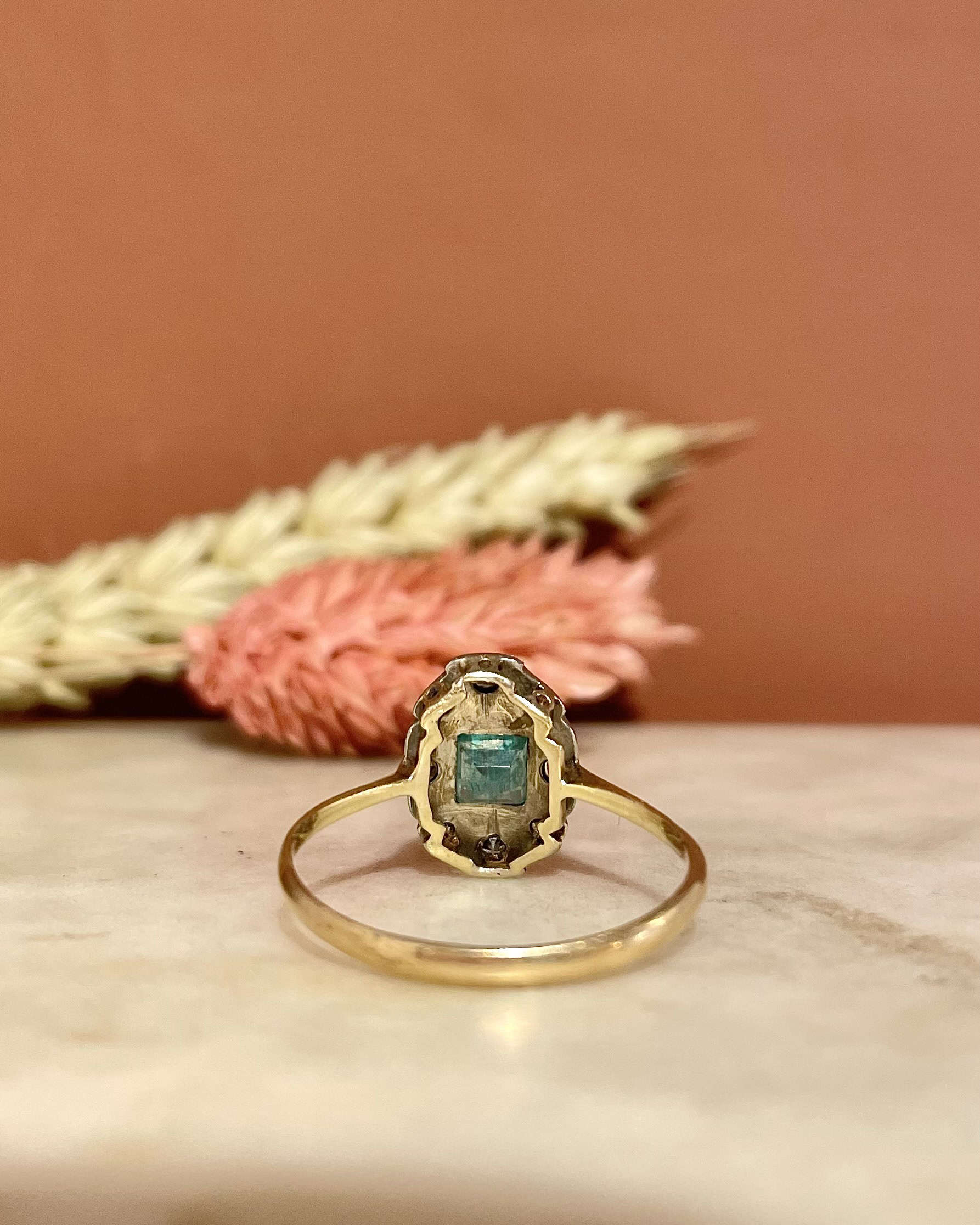 Bague Art-Déco Emeraude &amp; Diamants "Priscilla"