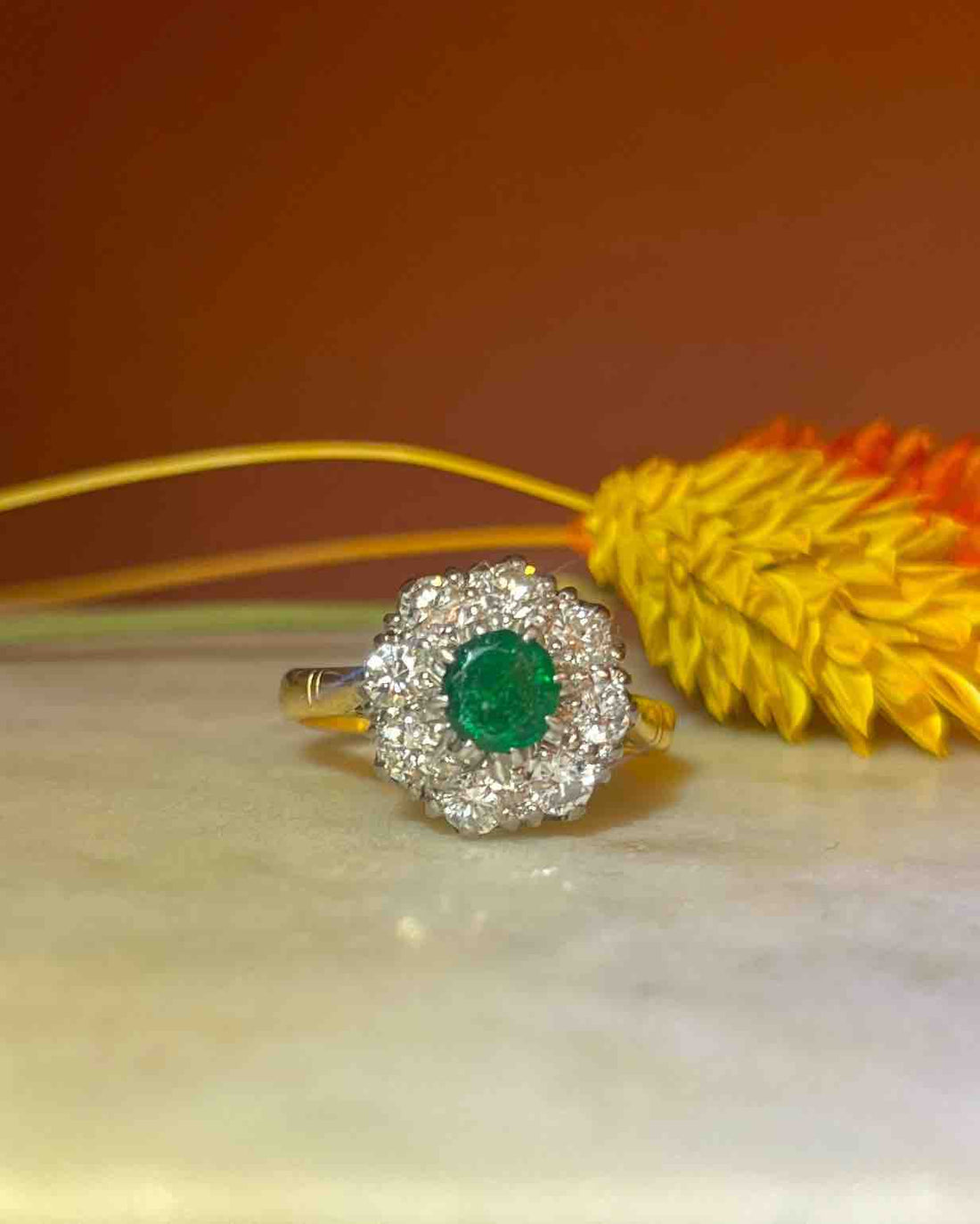 Bague Marguerite Émeraude &amp; Diamants &quot;Loulie&quot;