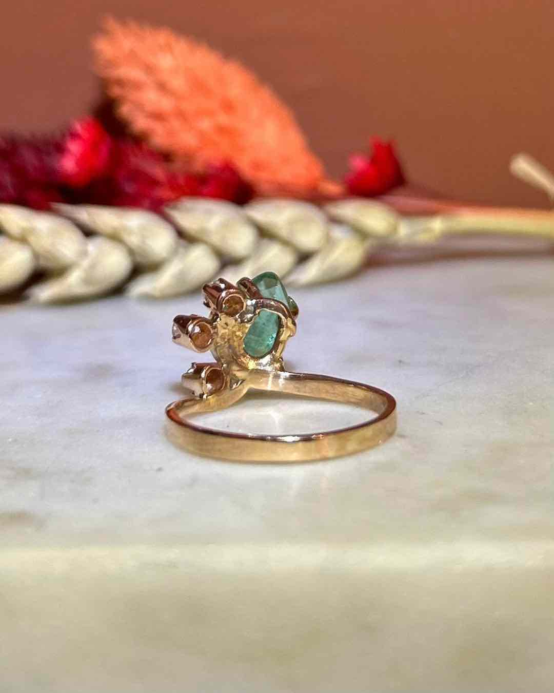 Bague Émeraude &amp; Diamants Vintage "Karine" - Elliade Paris