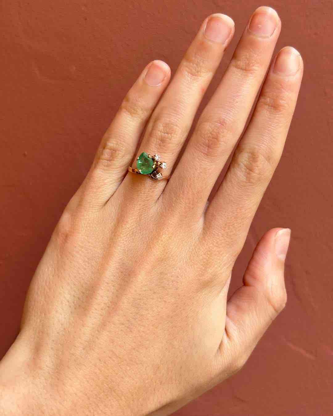 Bague Émeraude &amp; Diamants Vintage "Karine" - Elliade Paris