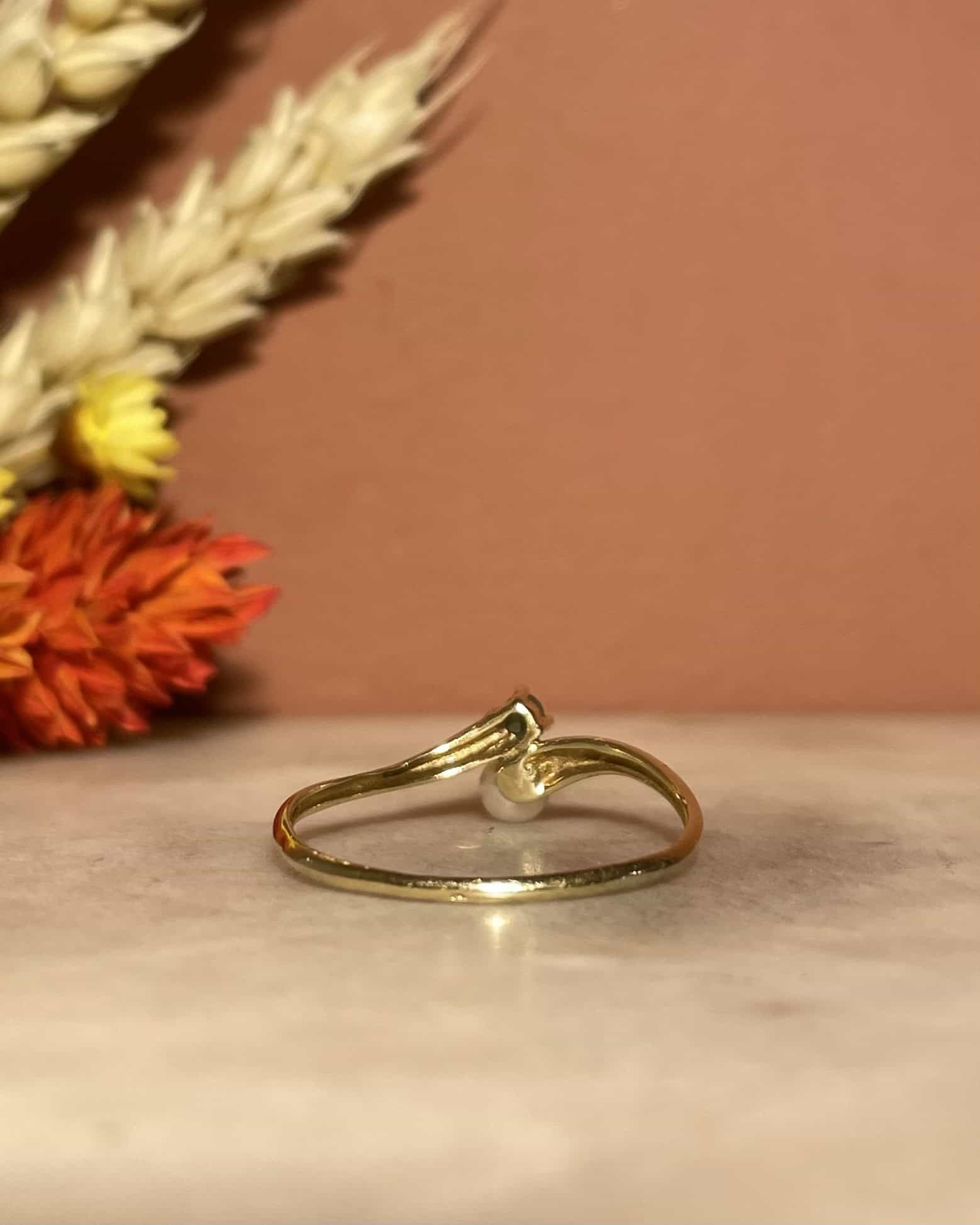 Bague Toi &amp; Moi Perle &amp; Émeraude "Ollia"